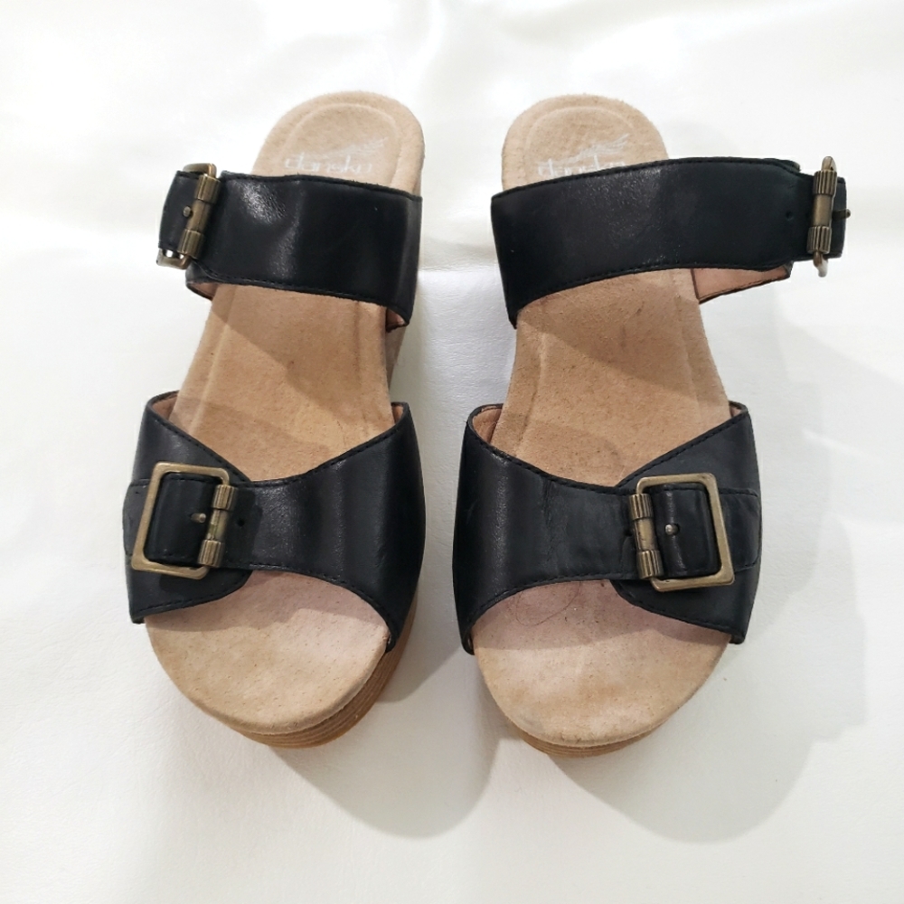 Dansko Sophie Black Leather Sandal
